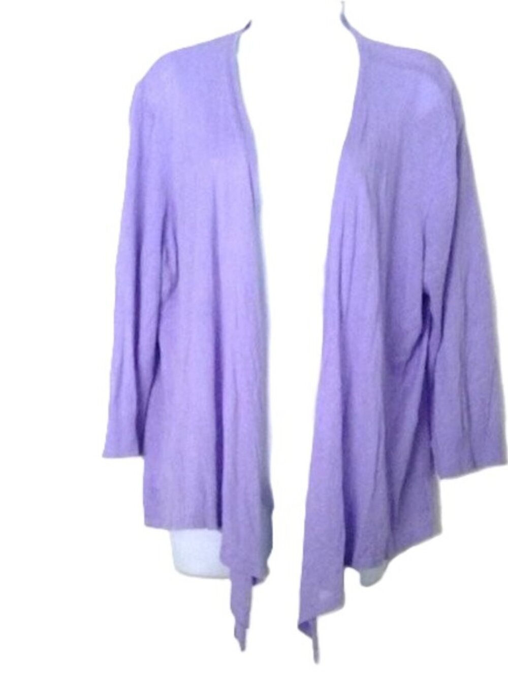 Chico's Open Front Cardigan Lavender Purple Cascade Waterfall 3/4 Sleeve EUC  3